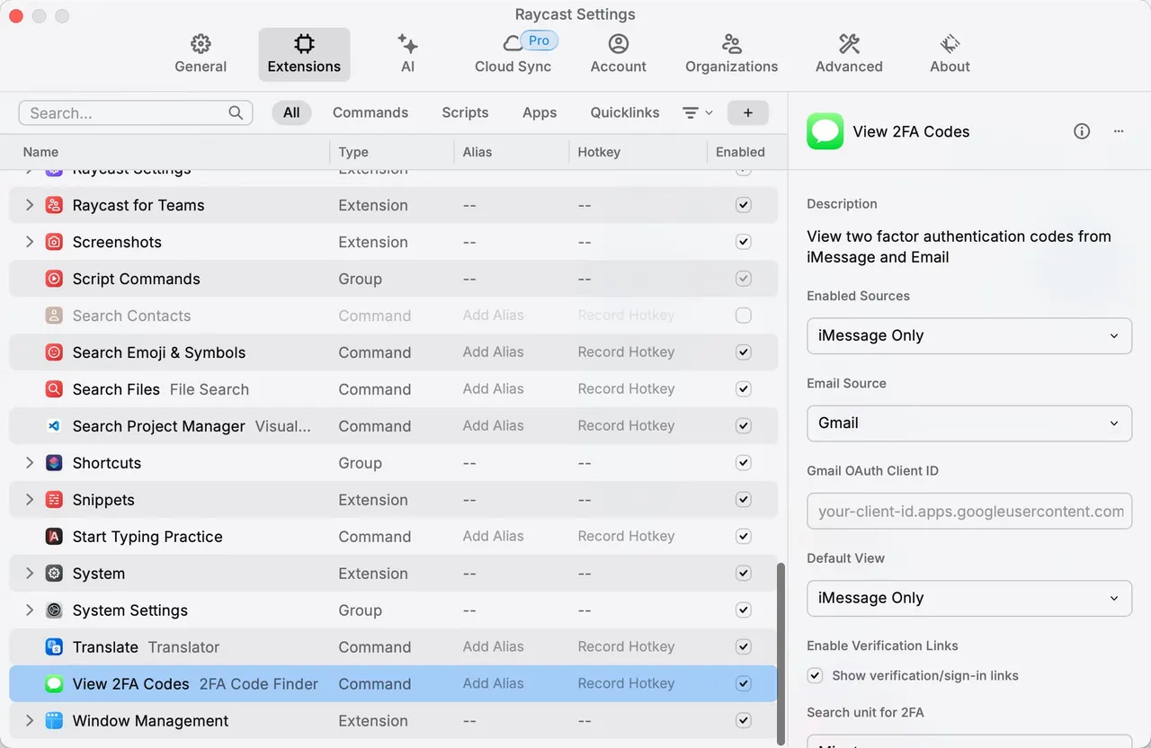 Raycast 界面截图